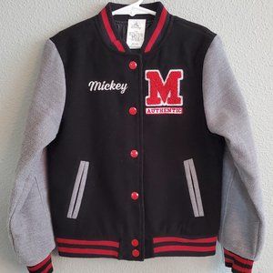 RARE Mickey Mouse Authentic Letterman's Jacket - Black/Grey Size Small
